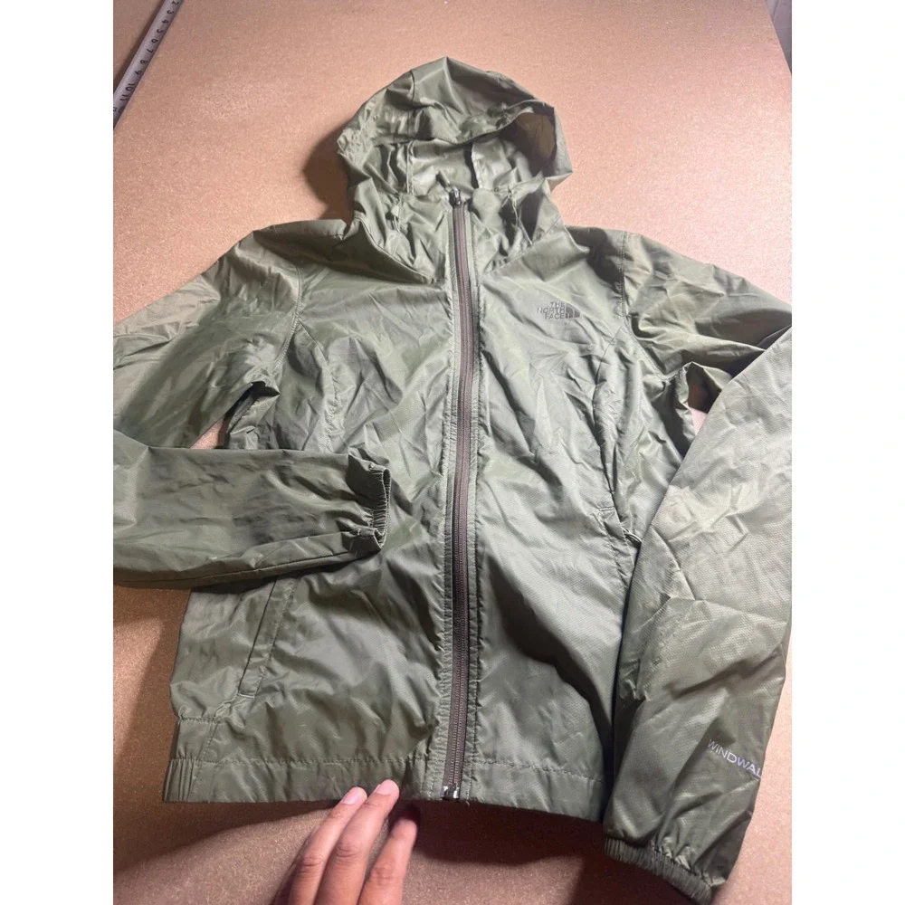 The North Face WindWall Mens Olive Green Full Zip Hooded Windbreaker Jacket